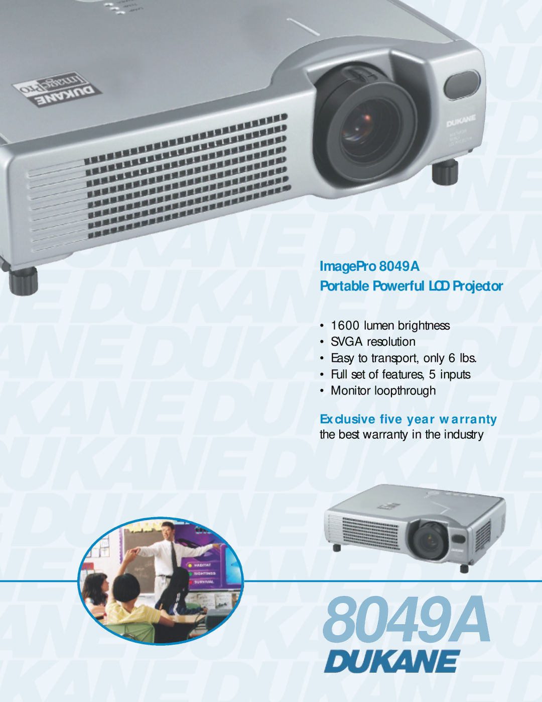 Dukane warranty ImagePro 8049A Portable Powerful LCD Projector 