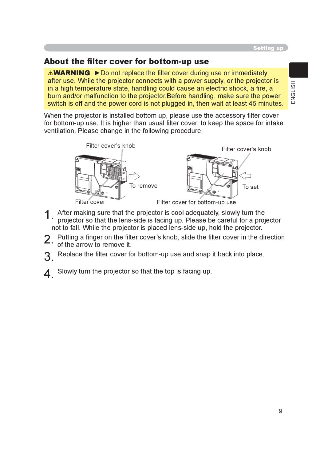 Dukane 8755C, 8063 user manual About the ﬁlter cover for bottom-up use 