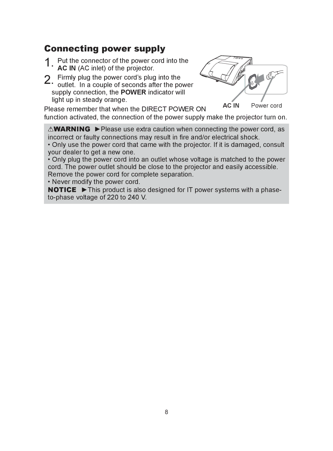 Dukane 8104HW user manual Connecting power supply 