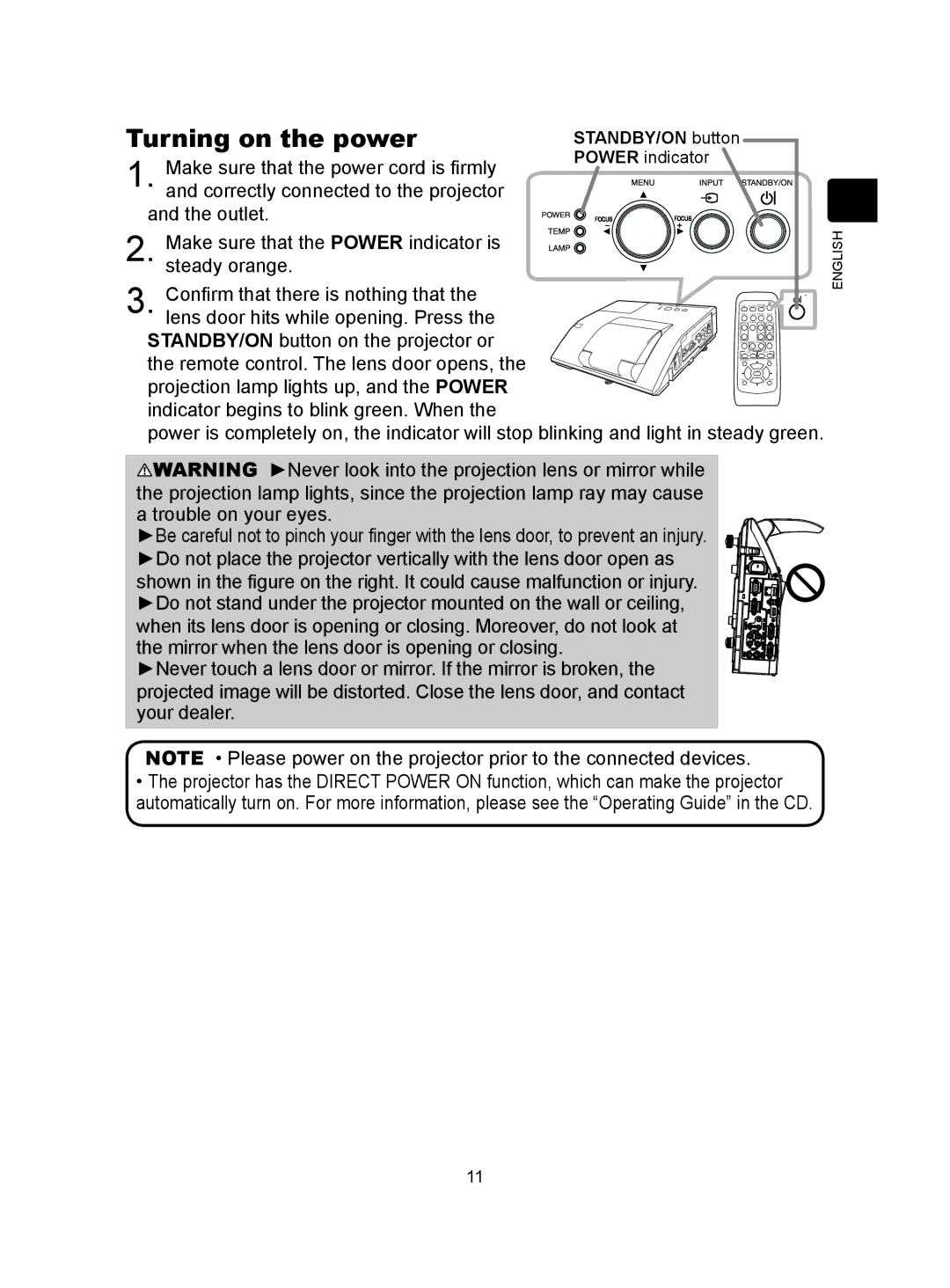 Dukane 8104HW user manual Turning on the power, STANDBY/ON button 