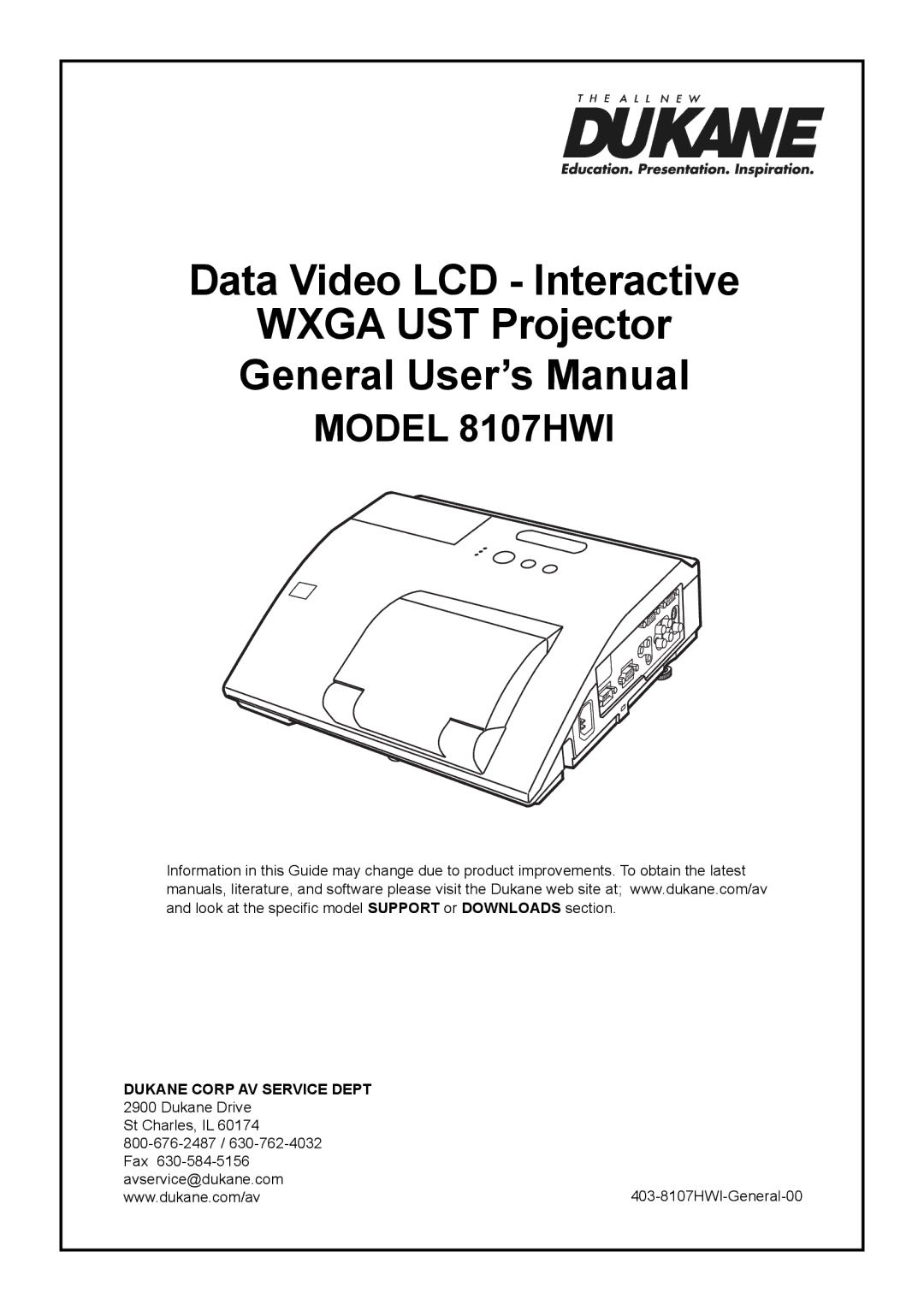 Dukane user manual Model 8107HWI 