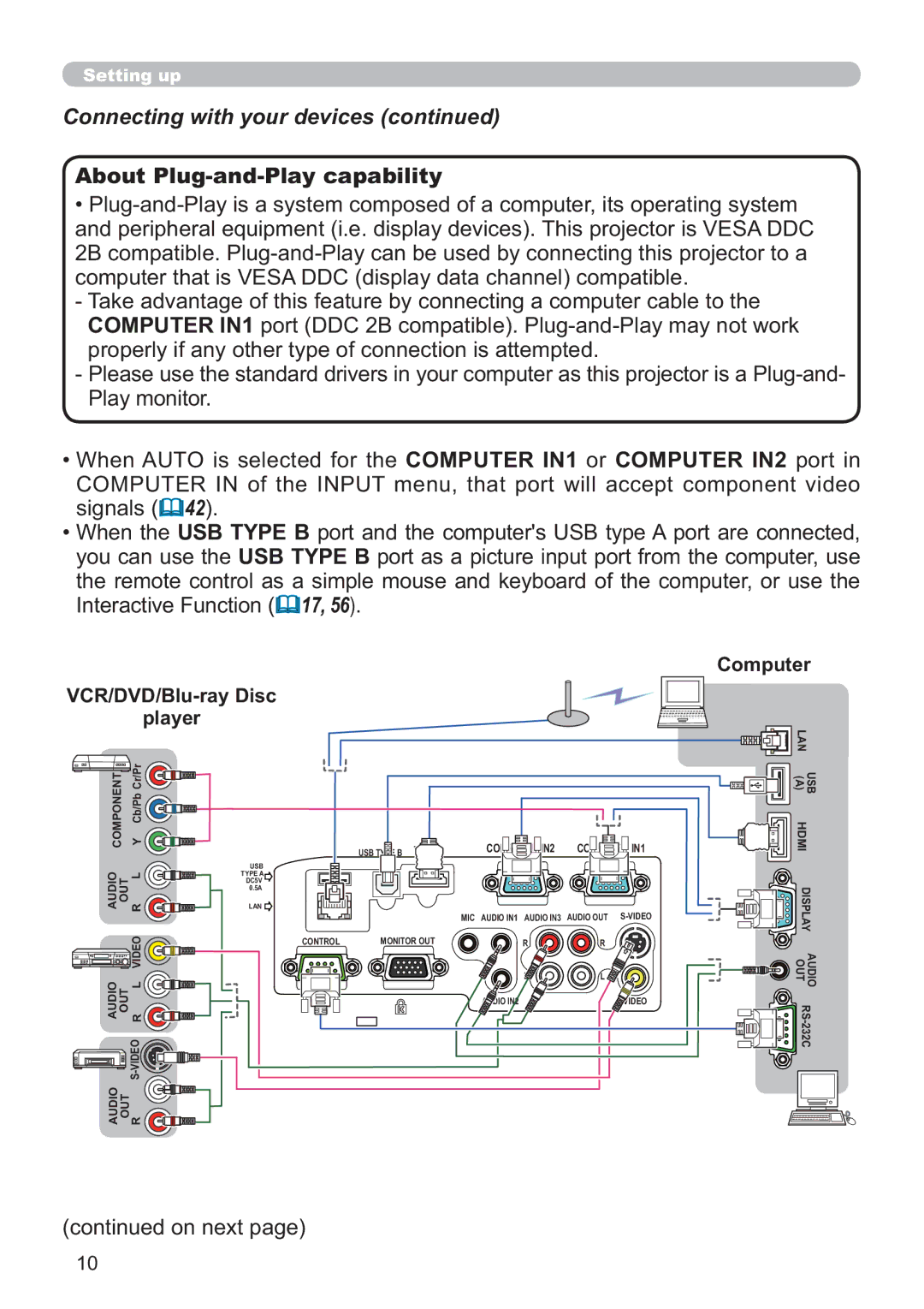 Dukane 8107HWI user manual About Plug-and-Play capability, VCR/DVD/Blu-ray Disc Player Computer 