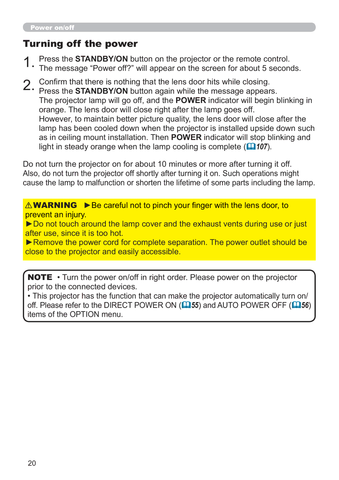 Dukane 8107HWI user manual Turning off the power 