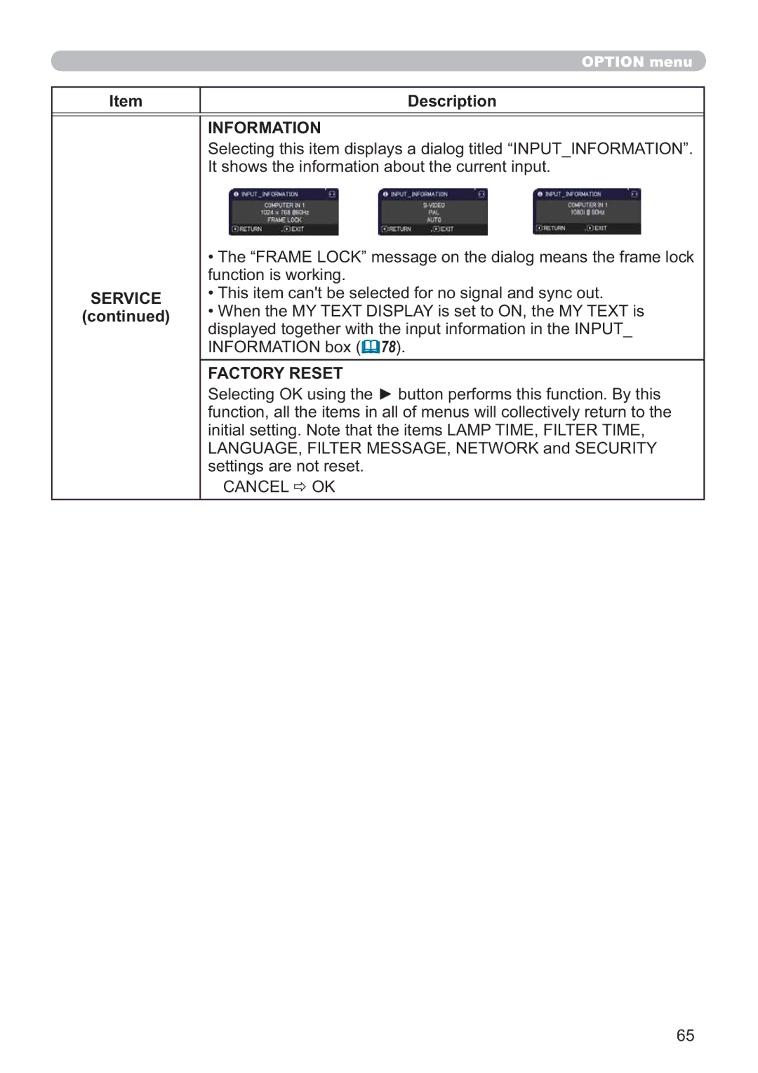 Dukane 8107HWI user manual Information, Factory Reset 