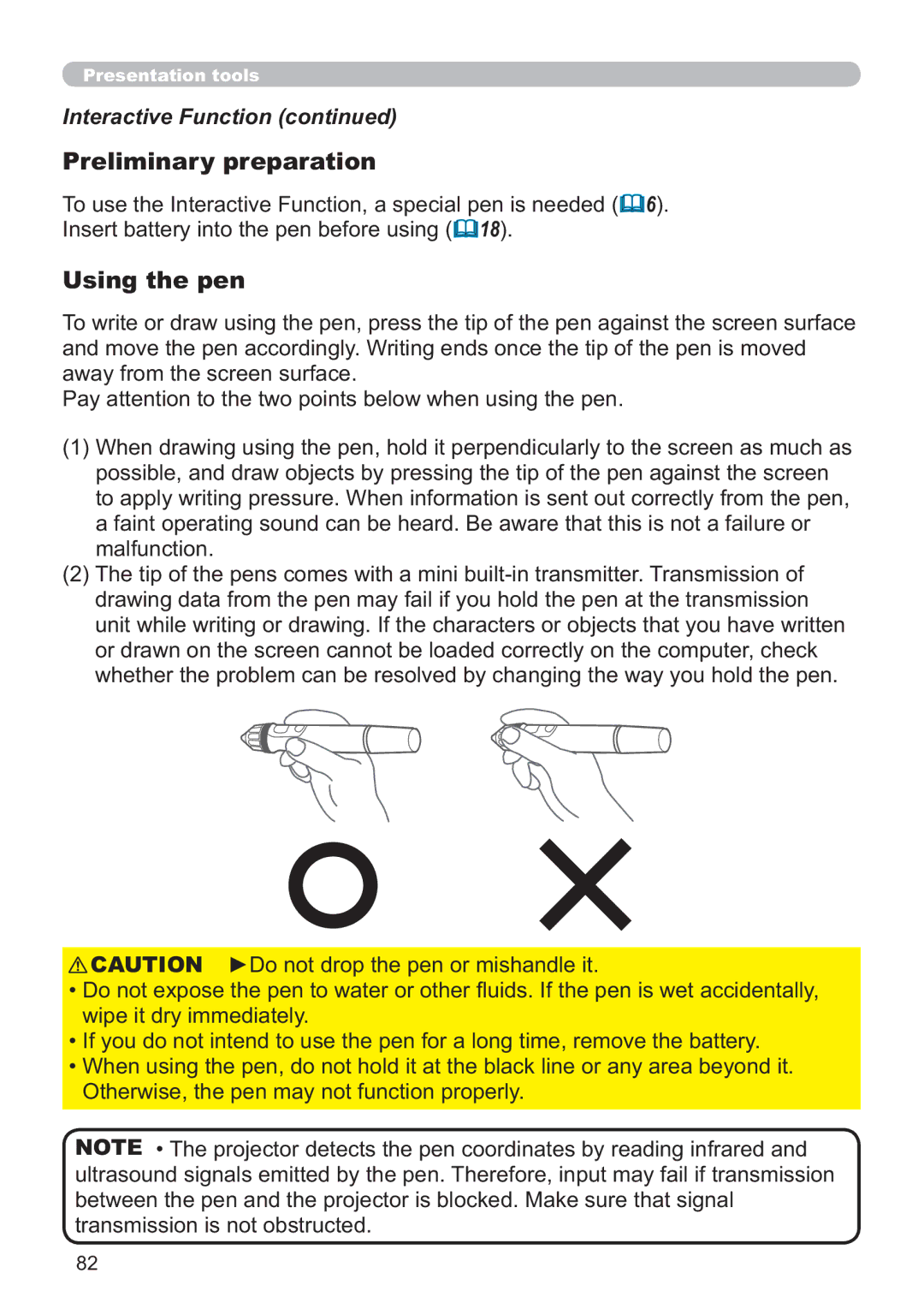 Dukane 8107HWI user manual Preliminary preparation, Using the pen 