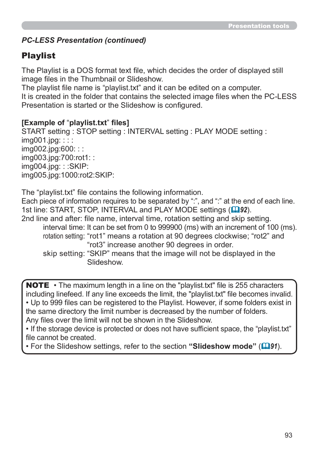 Dukane 8107HWI user manual Playlist, Example of playlist.txt ﬁles 