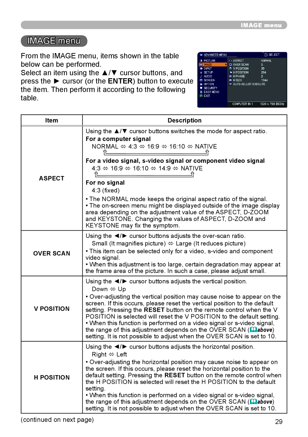 Dukane 8110H user manual Image menu, For no signal 