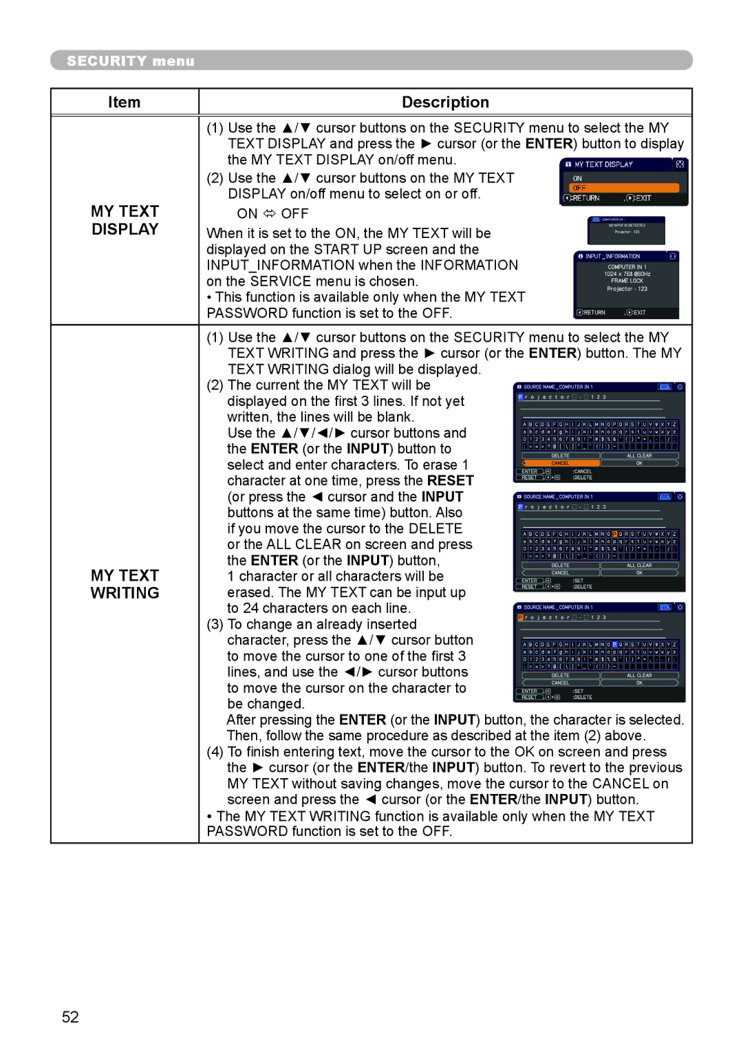 Dukane 8110H user manual MY Text, Writing 