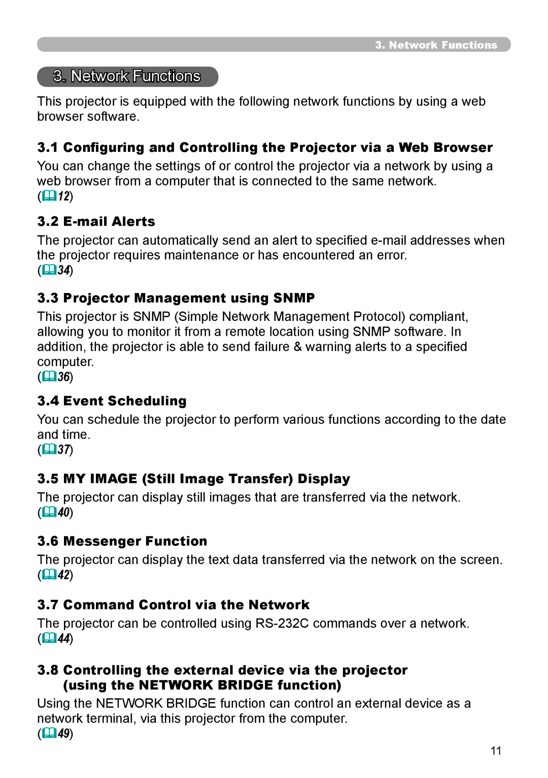 Dukane 8111H Configuring and Controlling the Projector via a Web Browser, Mail Alerts, Projector Management using Snmp 