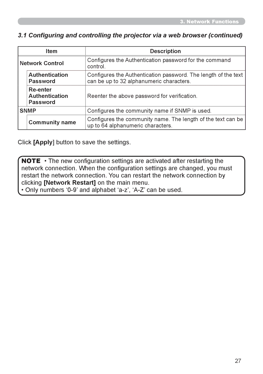 Dukane 8111H user manual Configures the community name if Snmp is used, Community name, Up to 64 alphanumeric characters 