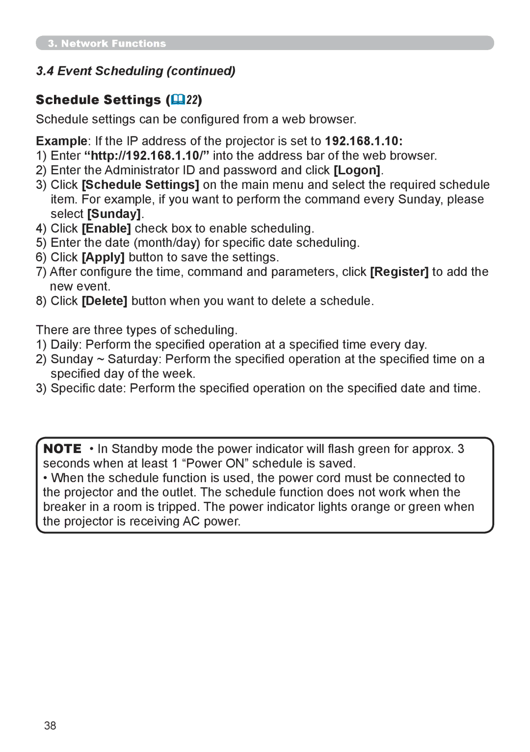 Dukane 8111H user manual Event Scheduling, Schedule Settings 22 