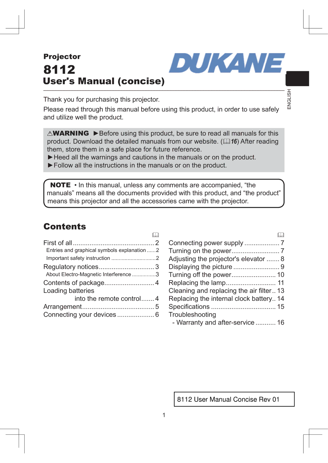 Dukane 8112 user manual Contents 