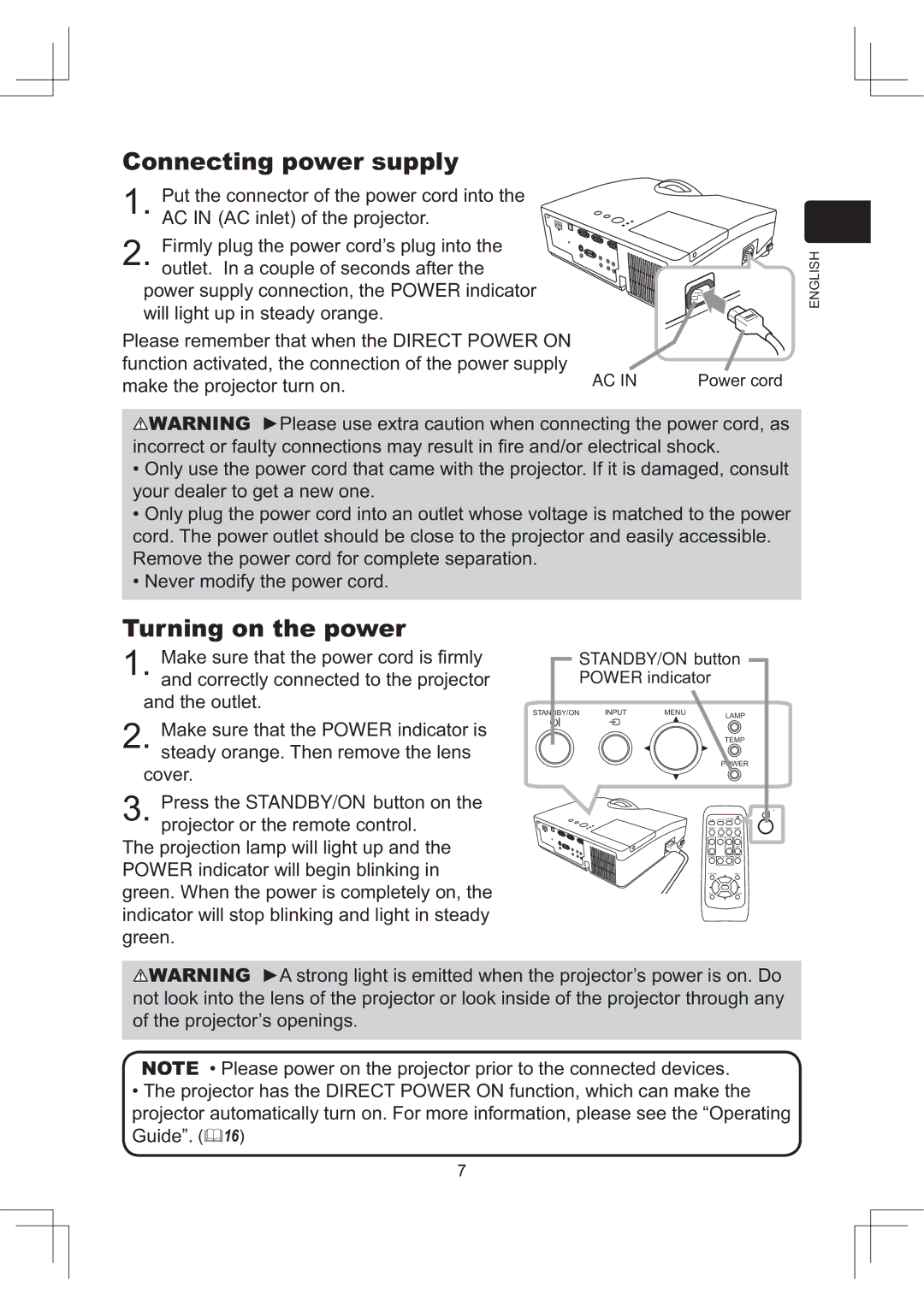 Dukane 8112 user manual Connecting power supply, Turning on the power 