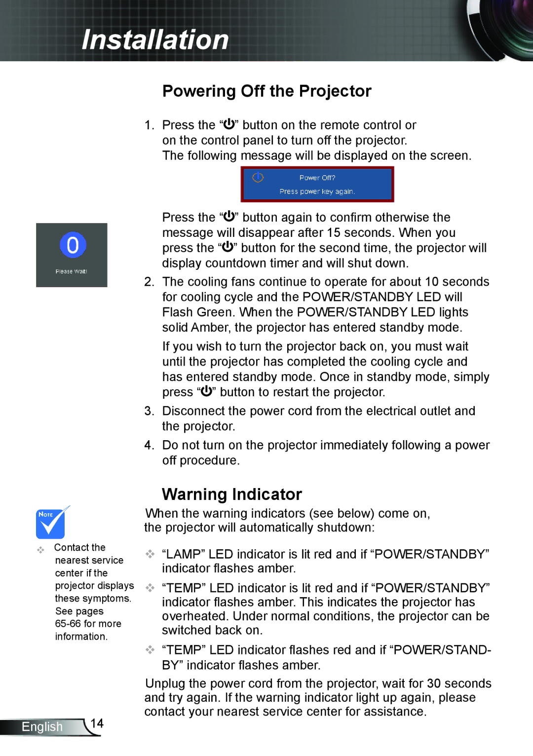 Dukane 8406A user manual Powering off the projector 