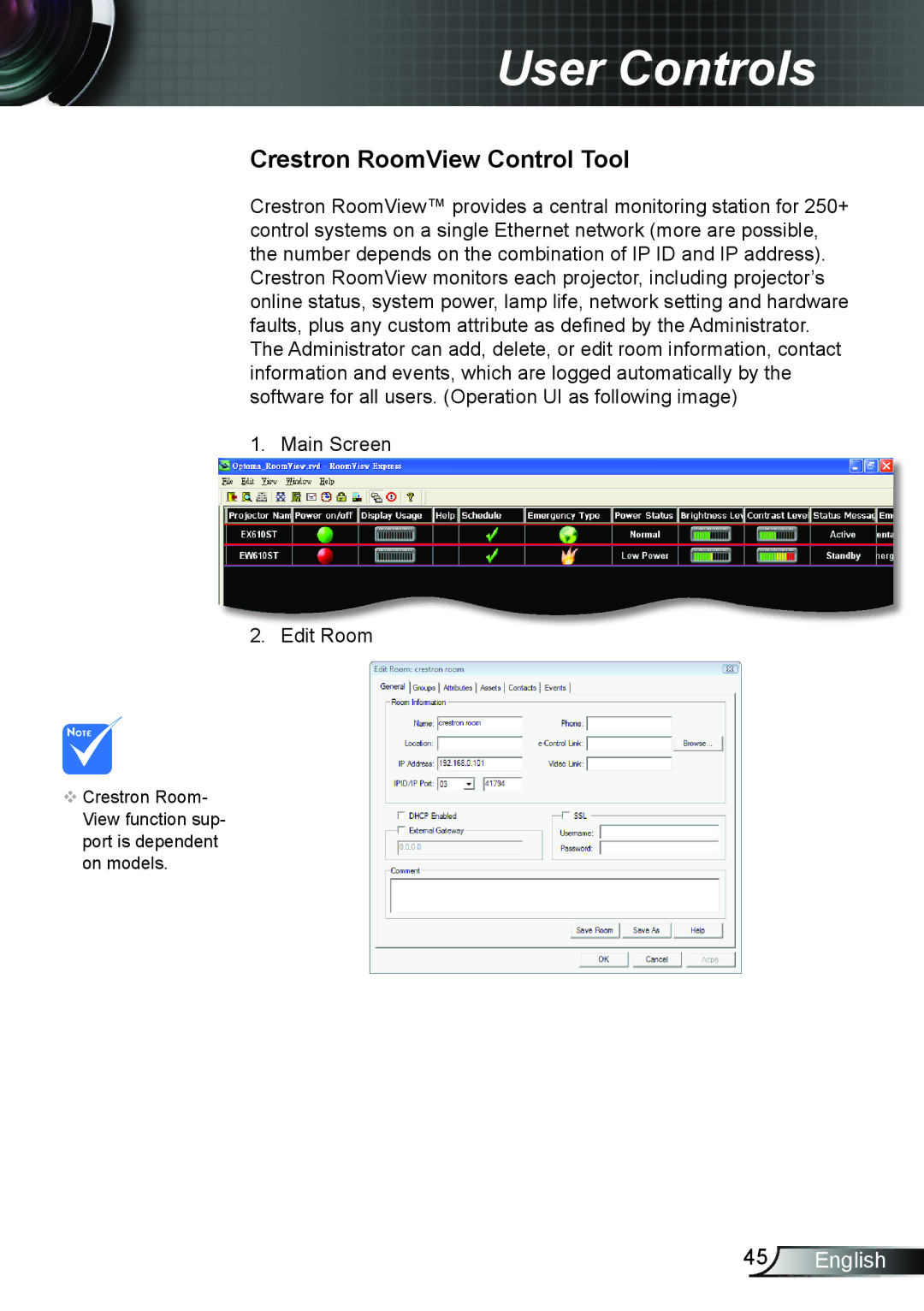 Dukane 8406A user manual Crestron RoomView Control Tool 