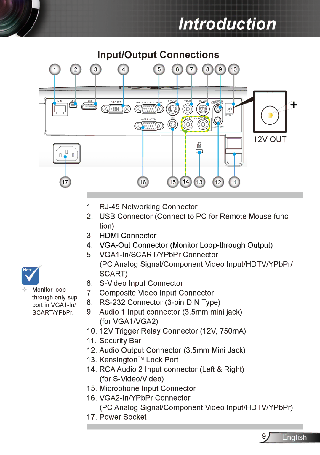 Dukane 8412 user manual Input/Output Connections, 12V OUT 