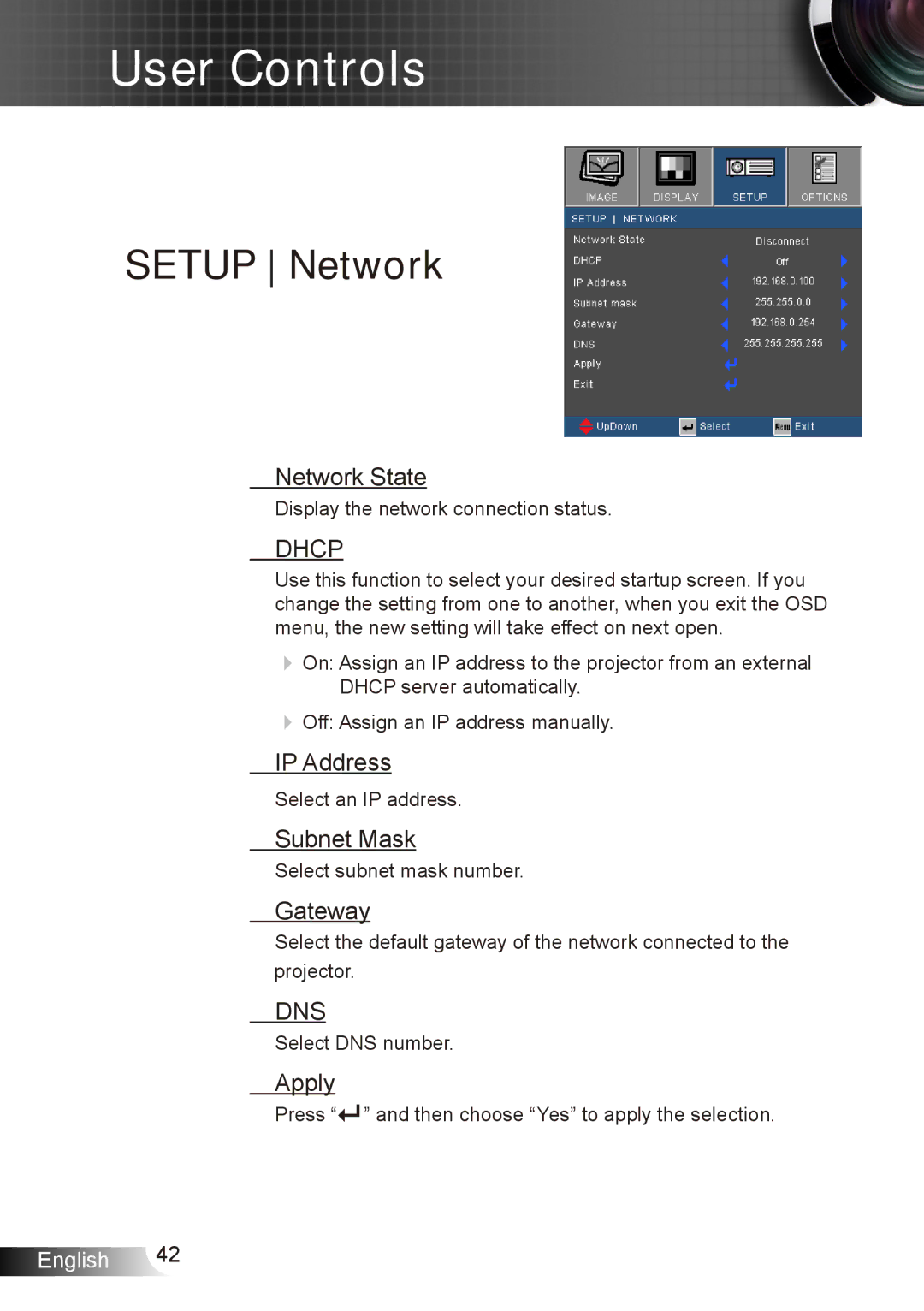 Dukane 8412 user manual Network State, IP Address, Subnet Mask, Gateway, Apply 