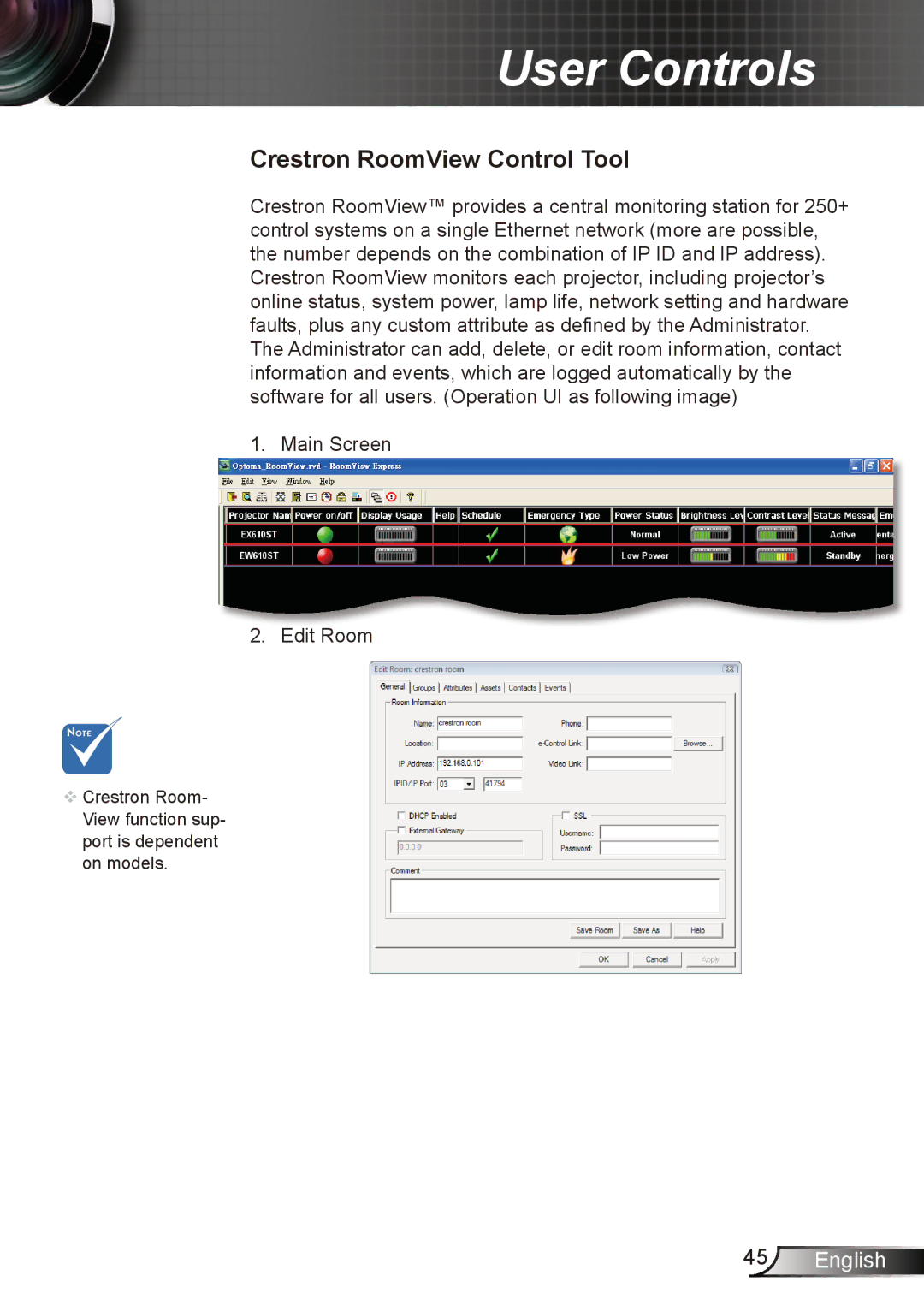 Dukane 8412 user manual Crestron RoomView Control Tool 