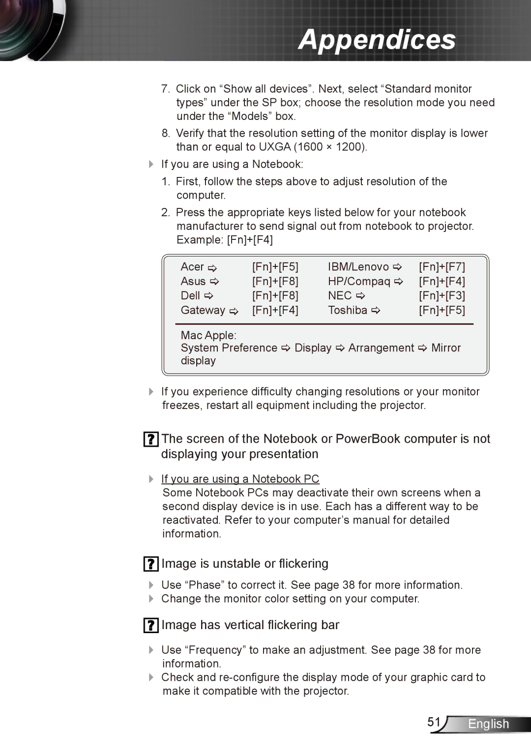 Dukane 8412 user manual Image is unstable or flickering 