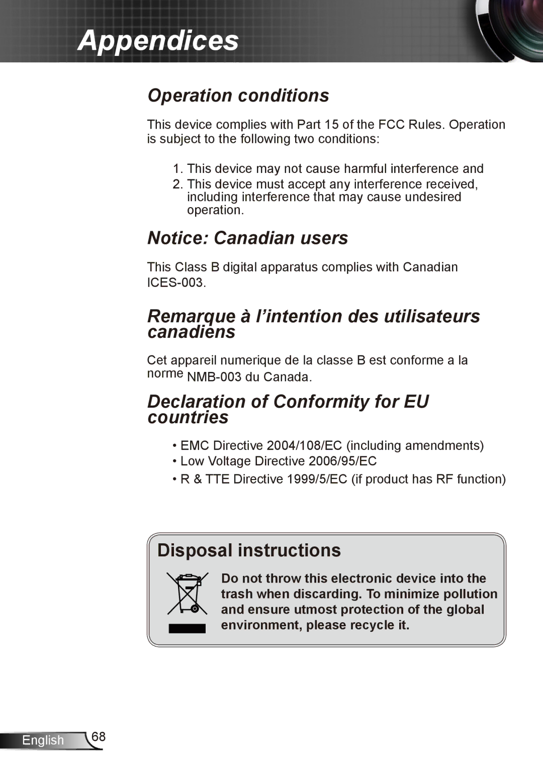 Dukane 8412 user manual Remarque à l’intention des utilisateurs canadiens 