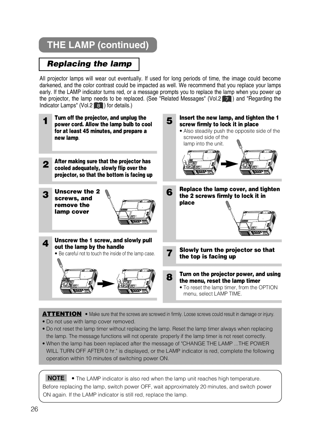 Dukane 8755B user manual Replacing the lamp 