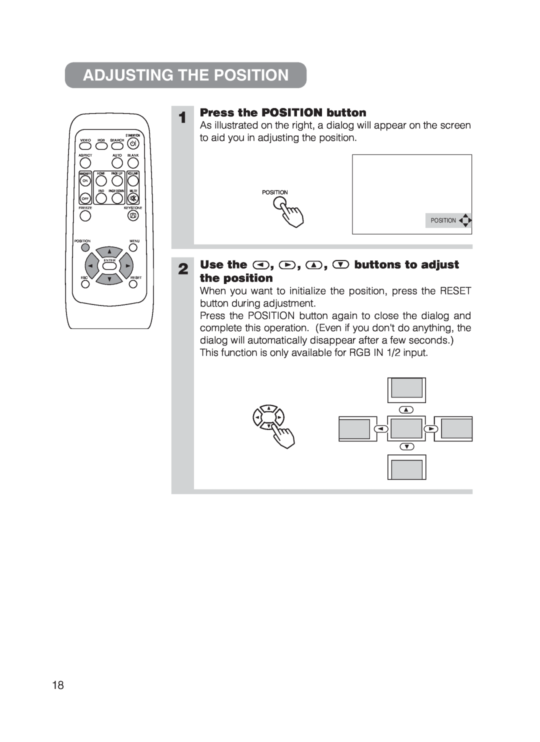 Dukane 8755B user manual Adjusting The Position, Press the POSITION button, Use the, buttons to adjust, the position 