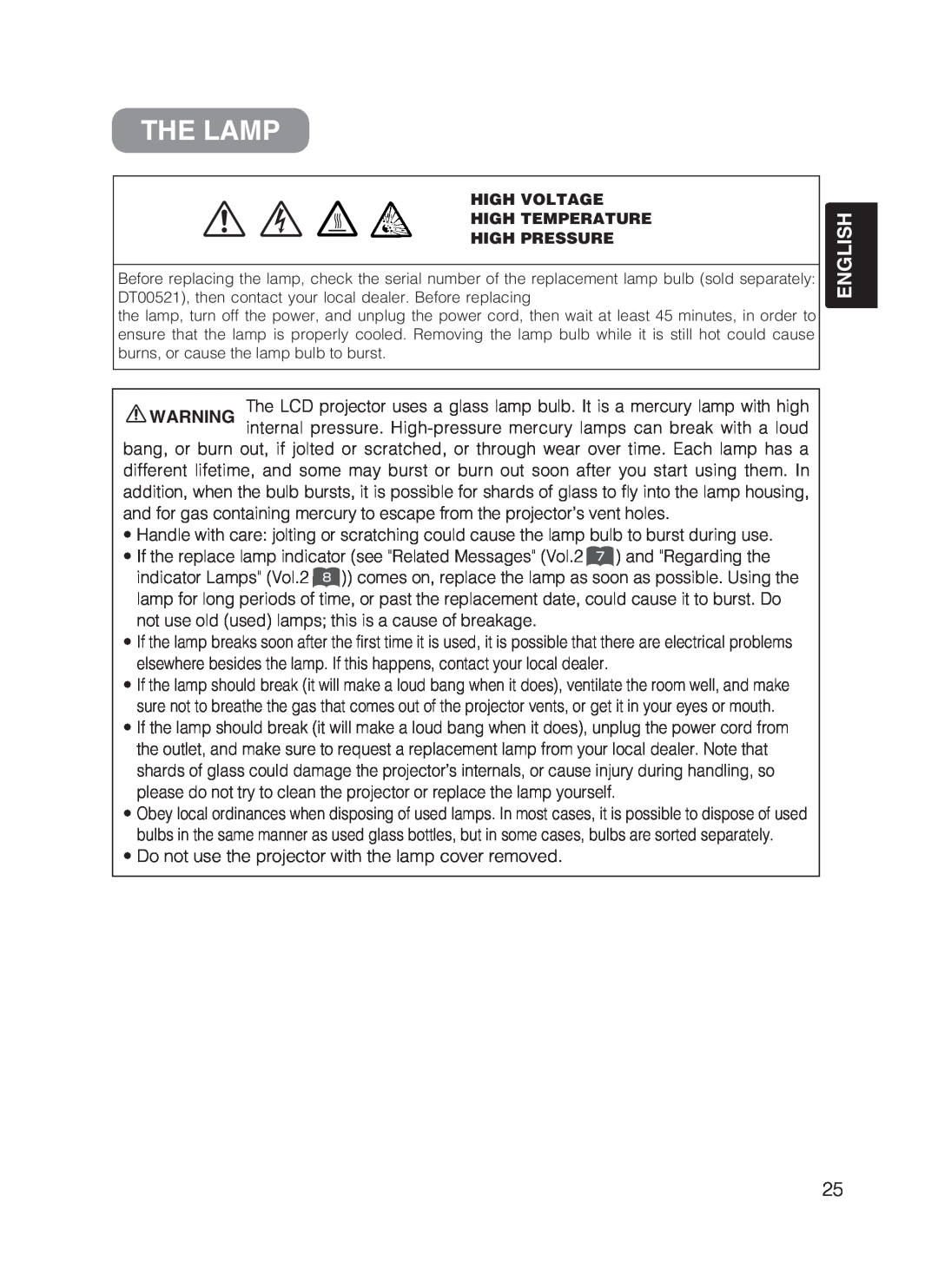 Dukane 8755B user manual The Lamp, English 