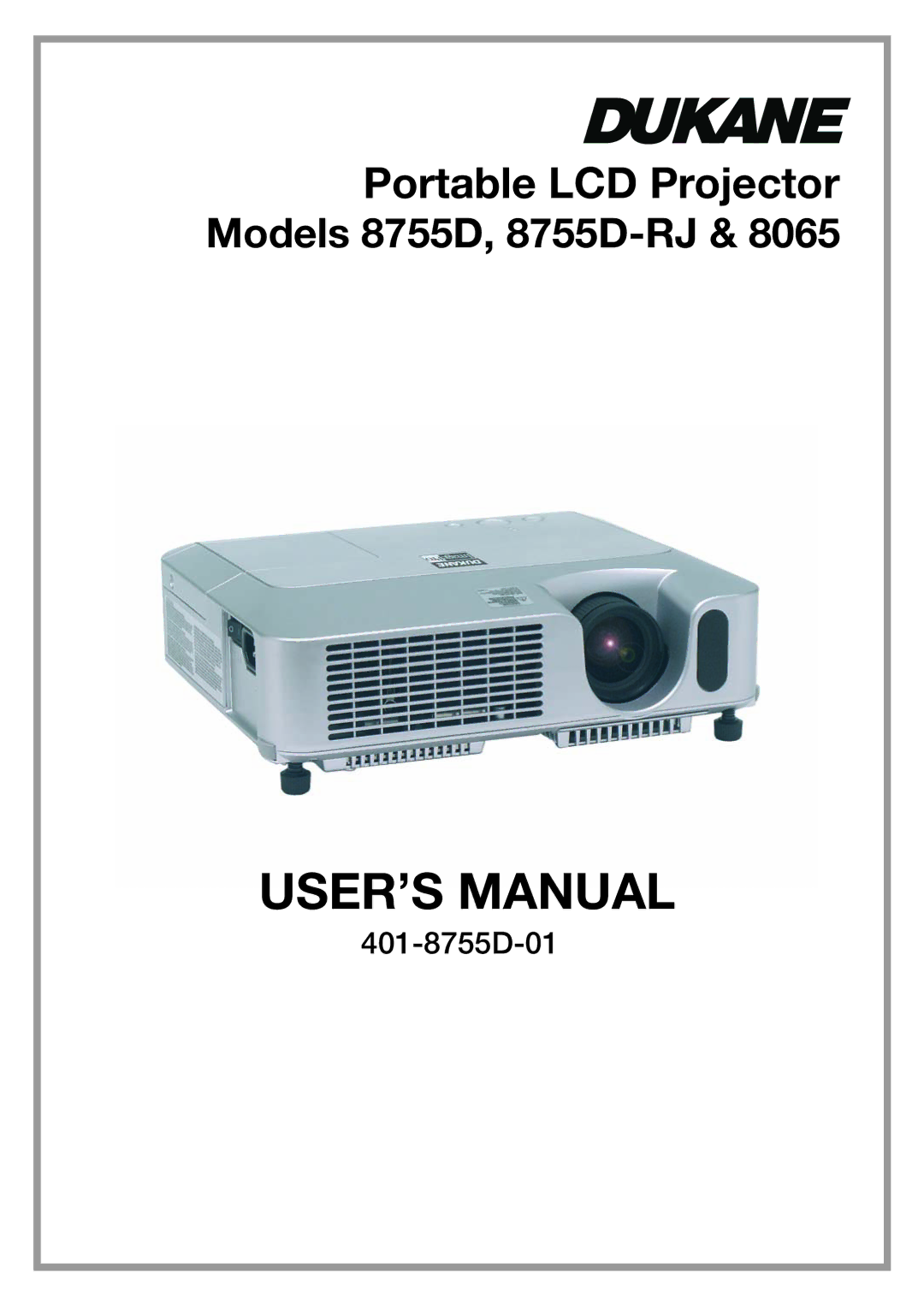 Dukane 8755D-RJ, 8065 user manual USER’S Manual 