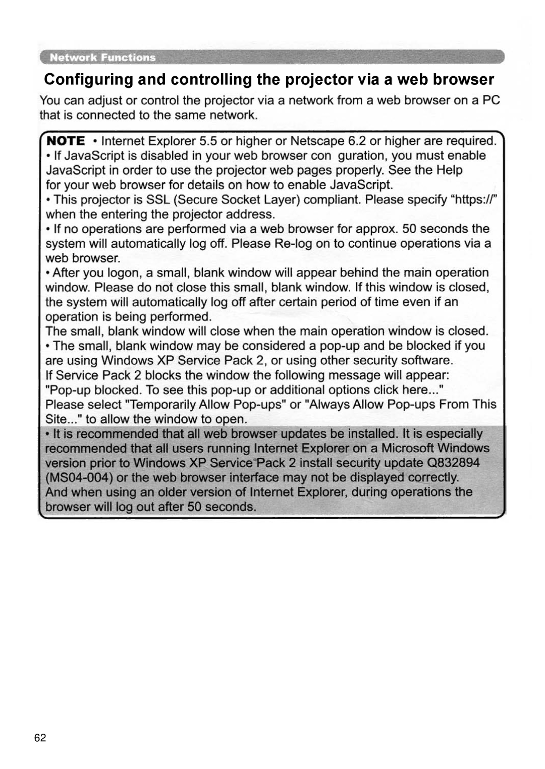 Dukane 8755D-RJ, 8065 user manual Configuring and controlling the projector via a web browser 