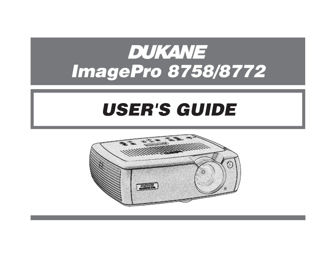 Dukane manual ImagePro 8758/8772 