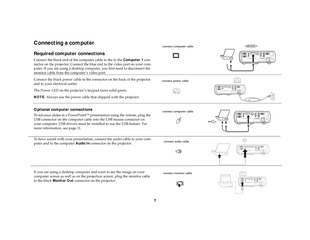 Dukane 8758, 8772 manual Connecting a computer, Required computer connections, Optional computer connections 