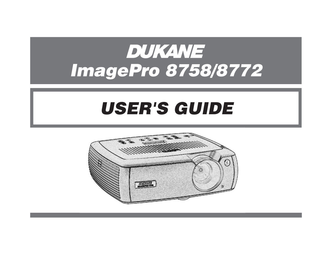 Dukane manual ImagePro 8758/8772, Users Guide 