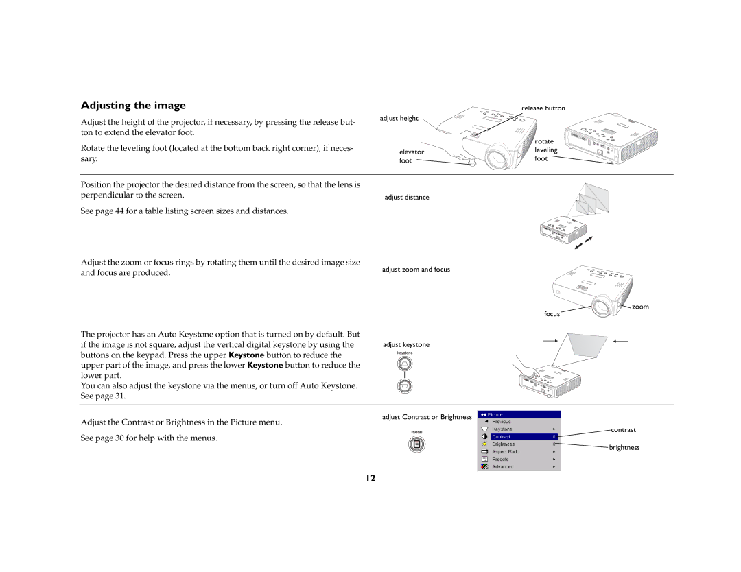 Dukane 8759 manual Adjusting the image 