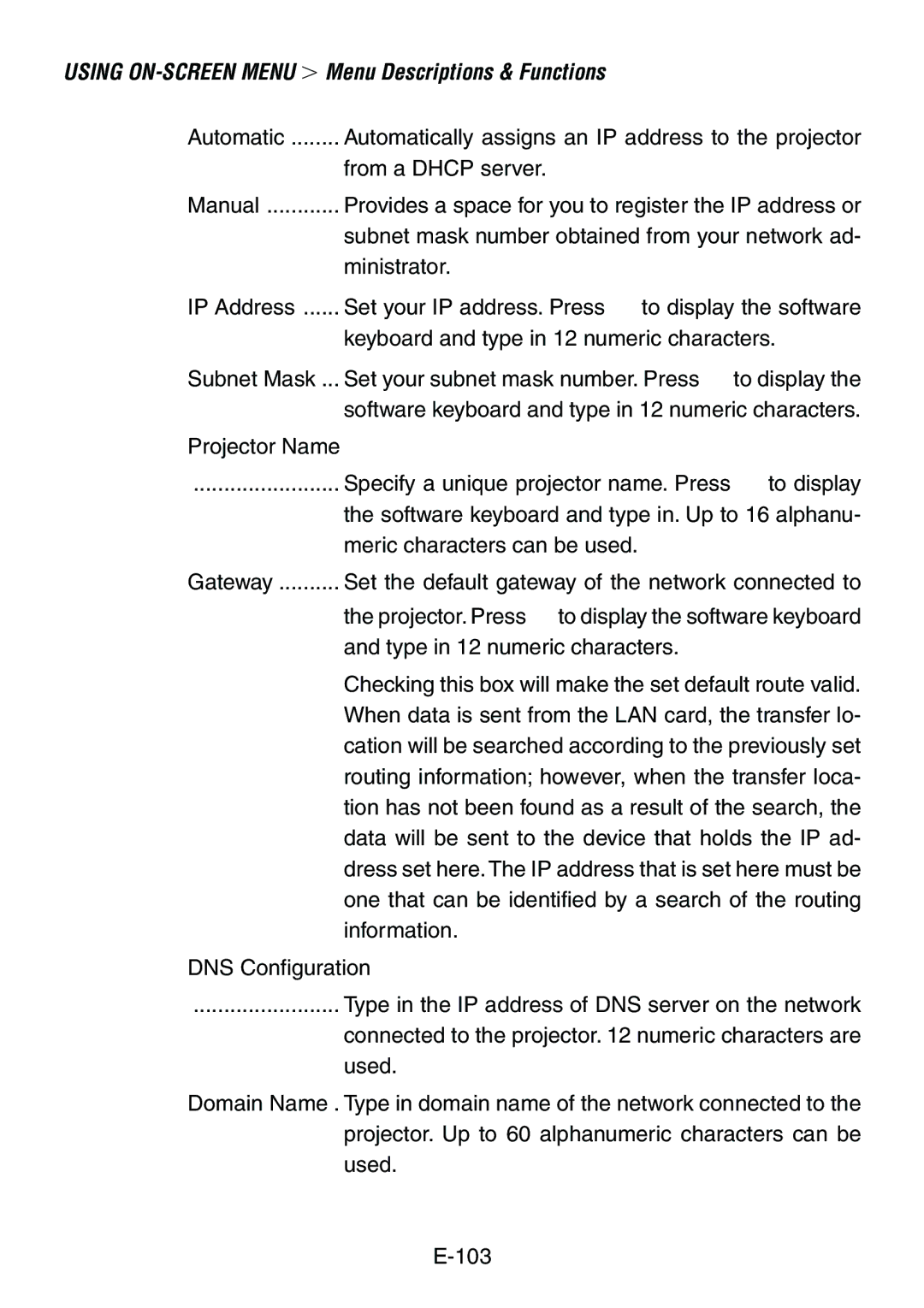 Dukane 8761, 8760 user manual Automatically assigns an IP address to the projector 