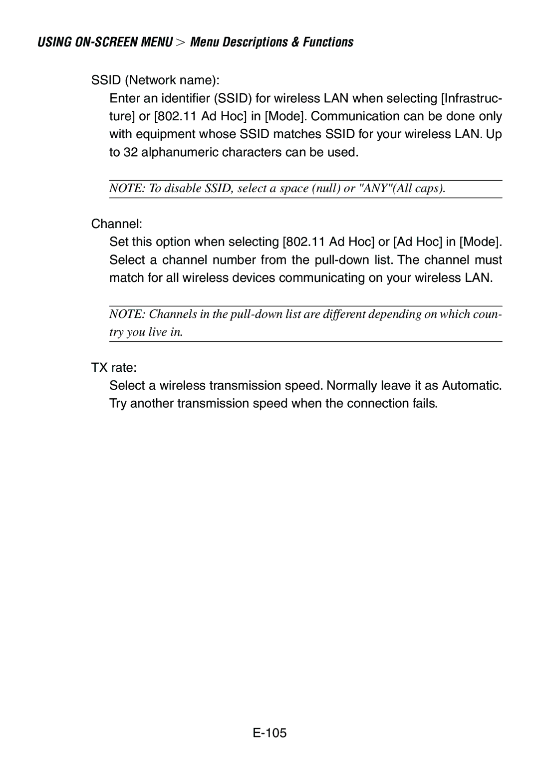 Dukane 8761, 8760 user manual Using ON-SCREEN Menu Menu Descriptions & Functions 