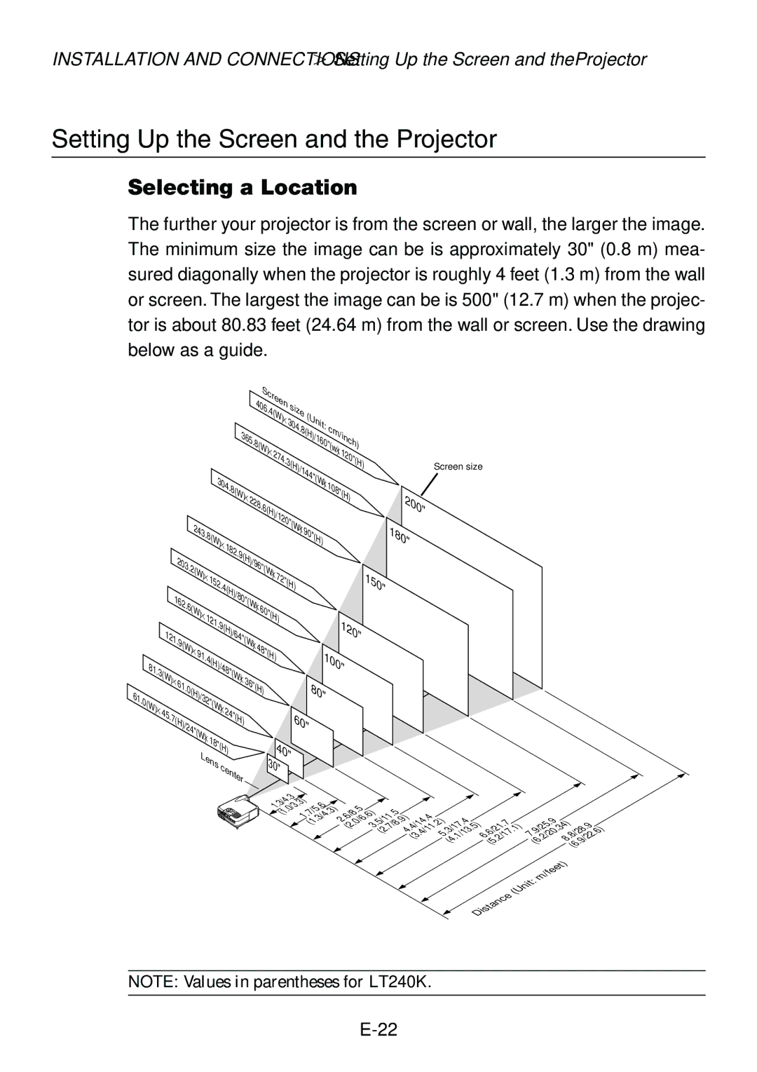 Dukane 8760, 8761 user manual Setting Up the Screen and the Projector, Selecting a Location 