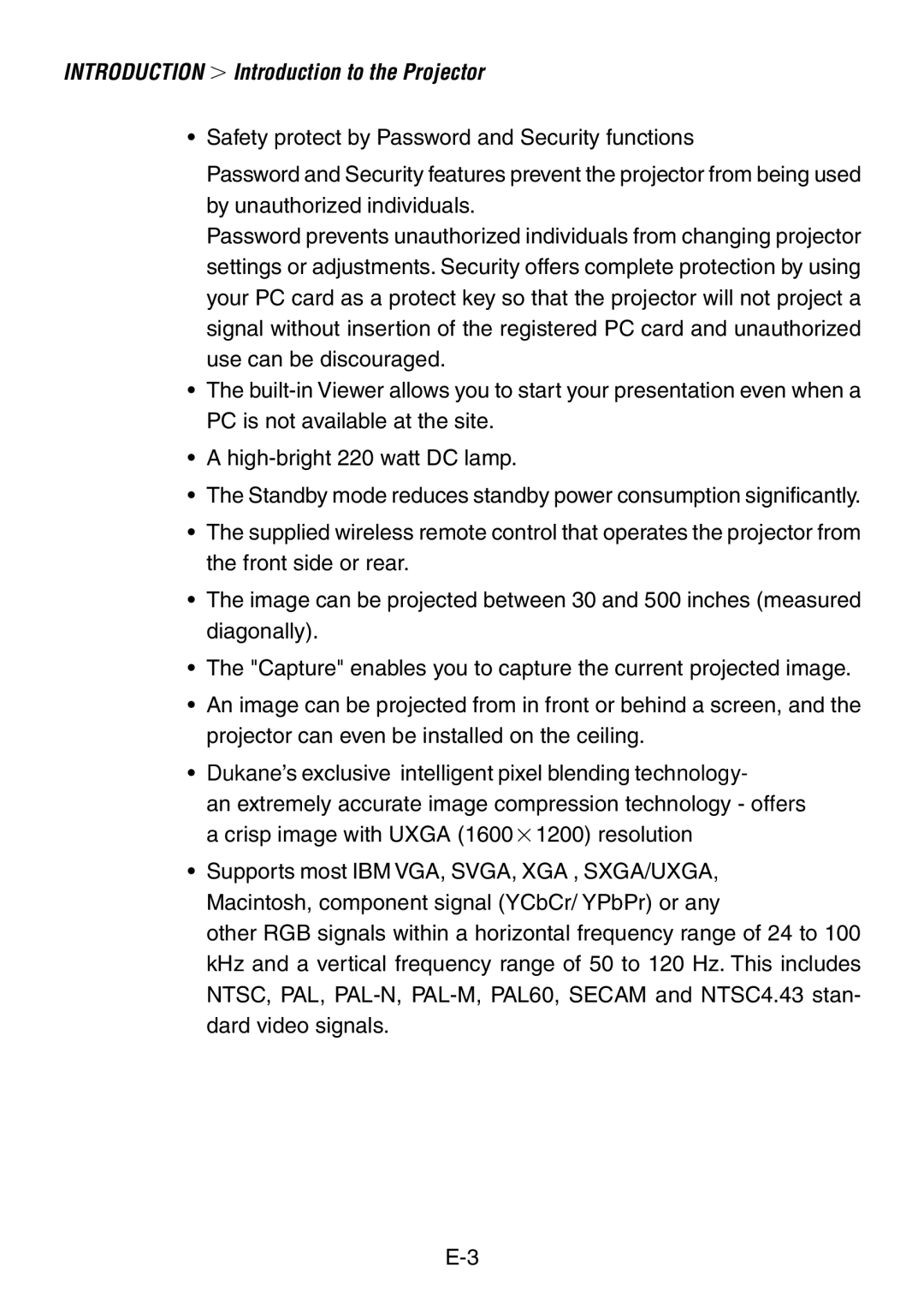 Dukane 8761, 8760 user manual Introduction Introduction to the Projector 