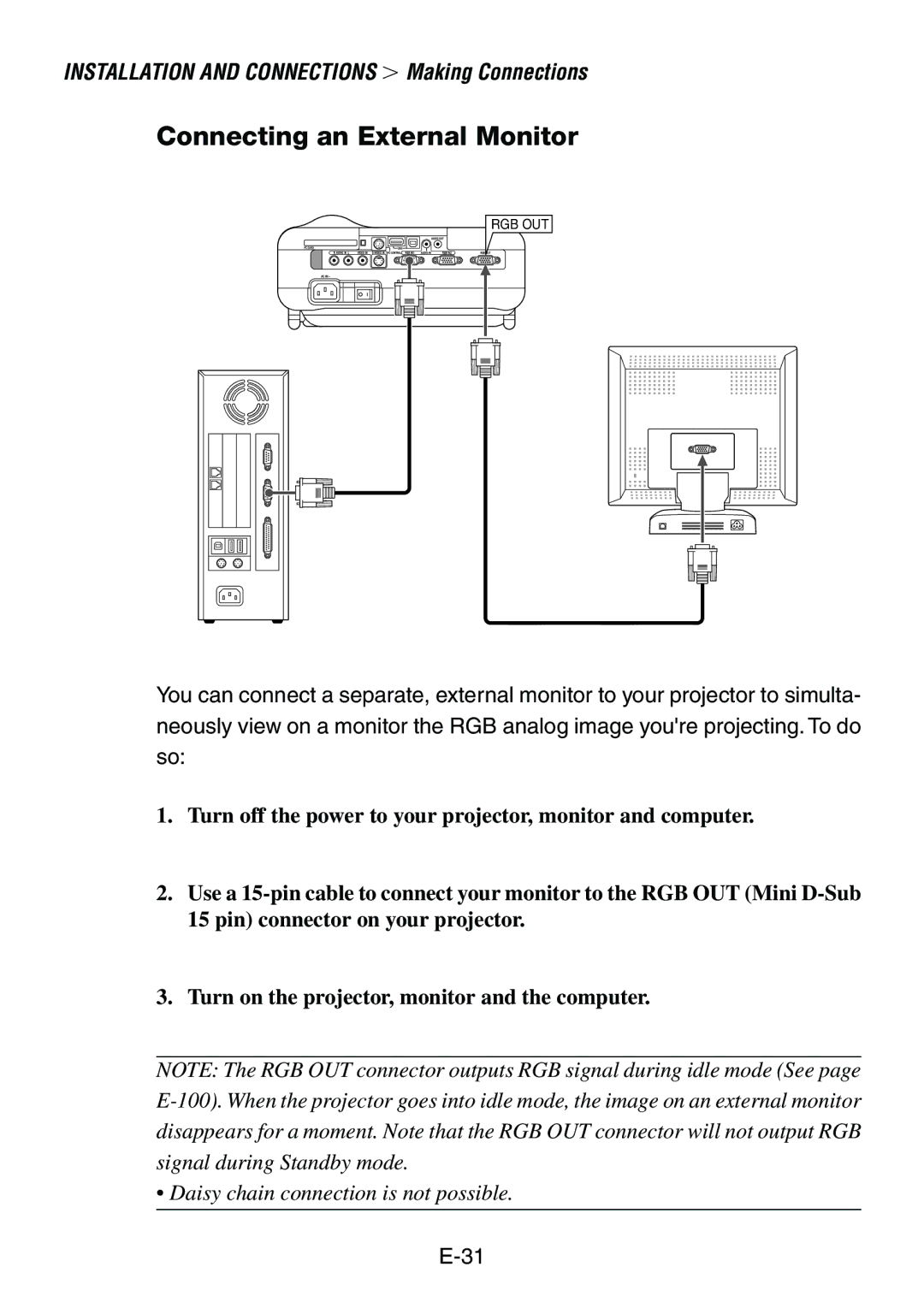 Dukane 8761, 8760 user manual Connecting an External Monitor 