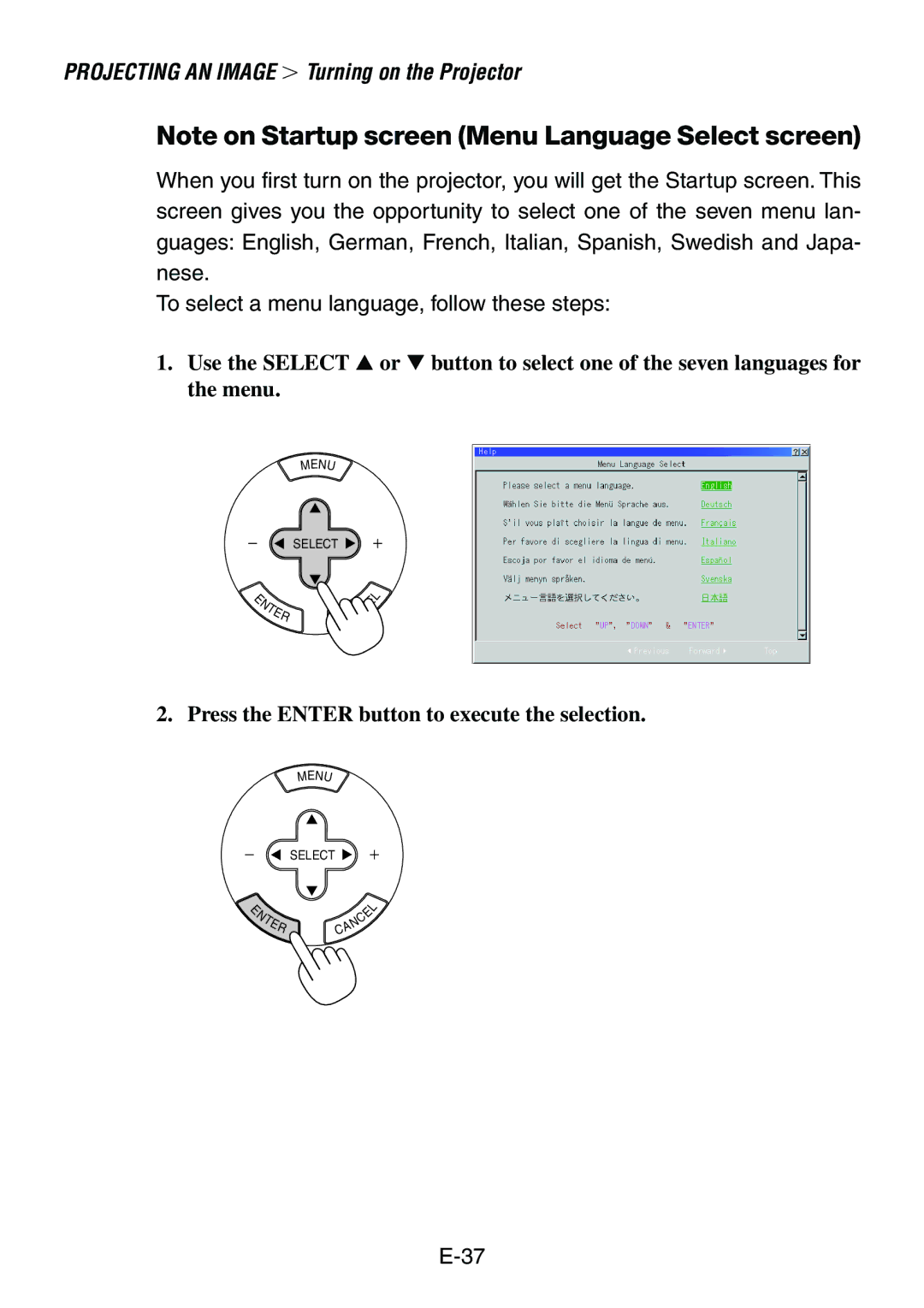 Dukane 8761, 8760 user manual Projecting AN Image Turning on the Projector 