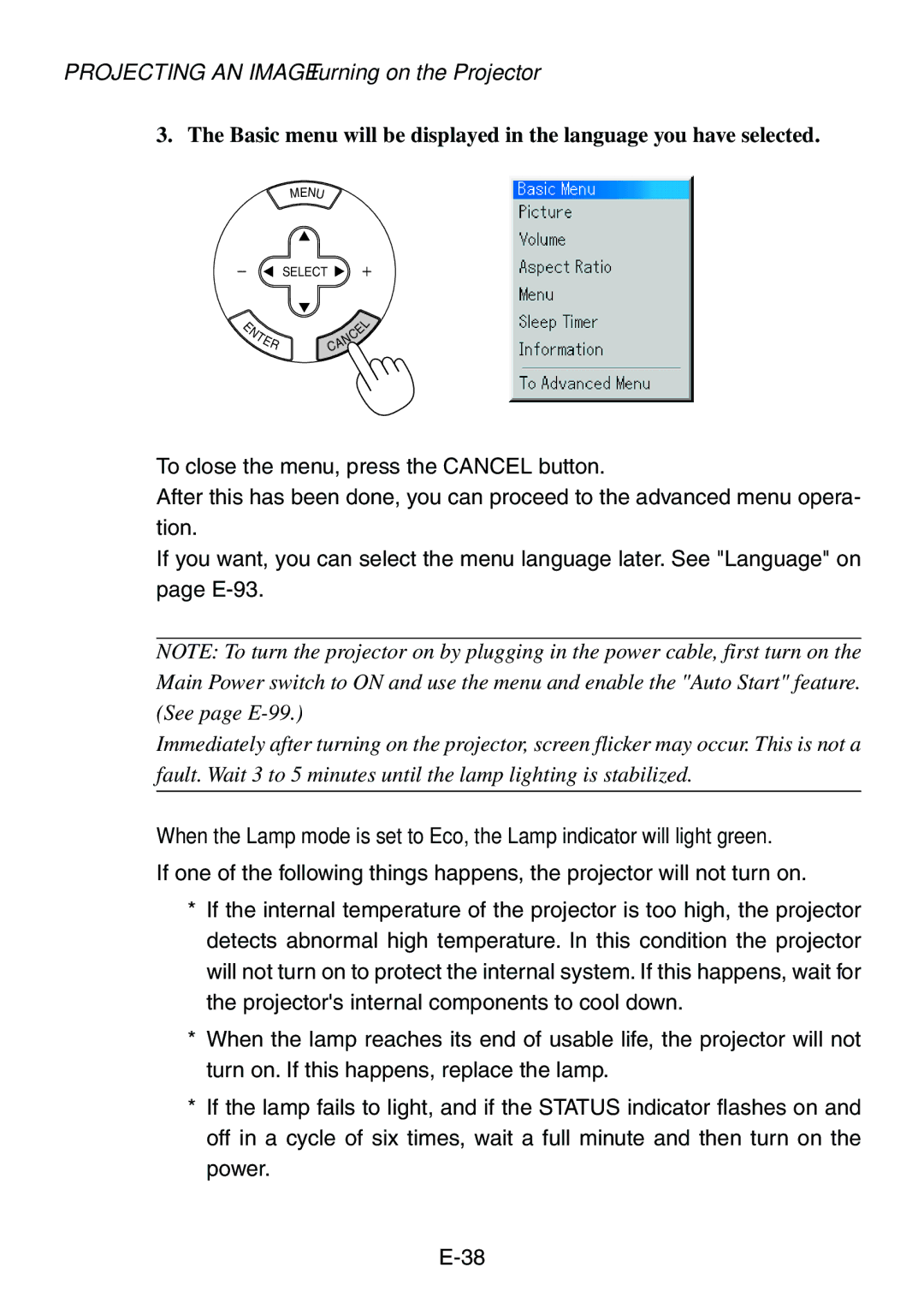 Dukane 8760, 8761 user manual Projecting AN Image Turning on the Projector 