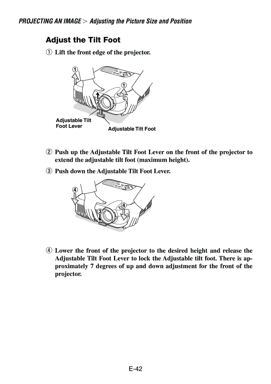 Dukane 8760, 8761 user manual Adjust the Tilt Foot 