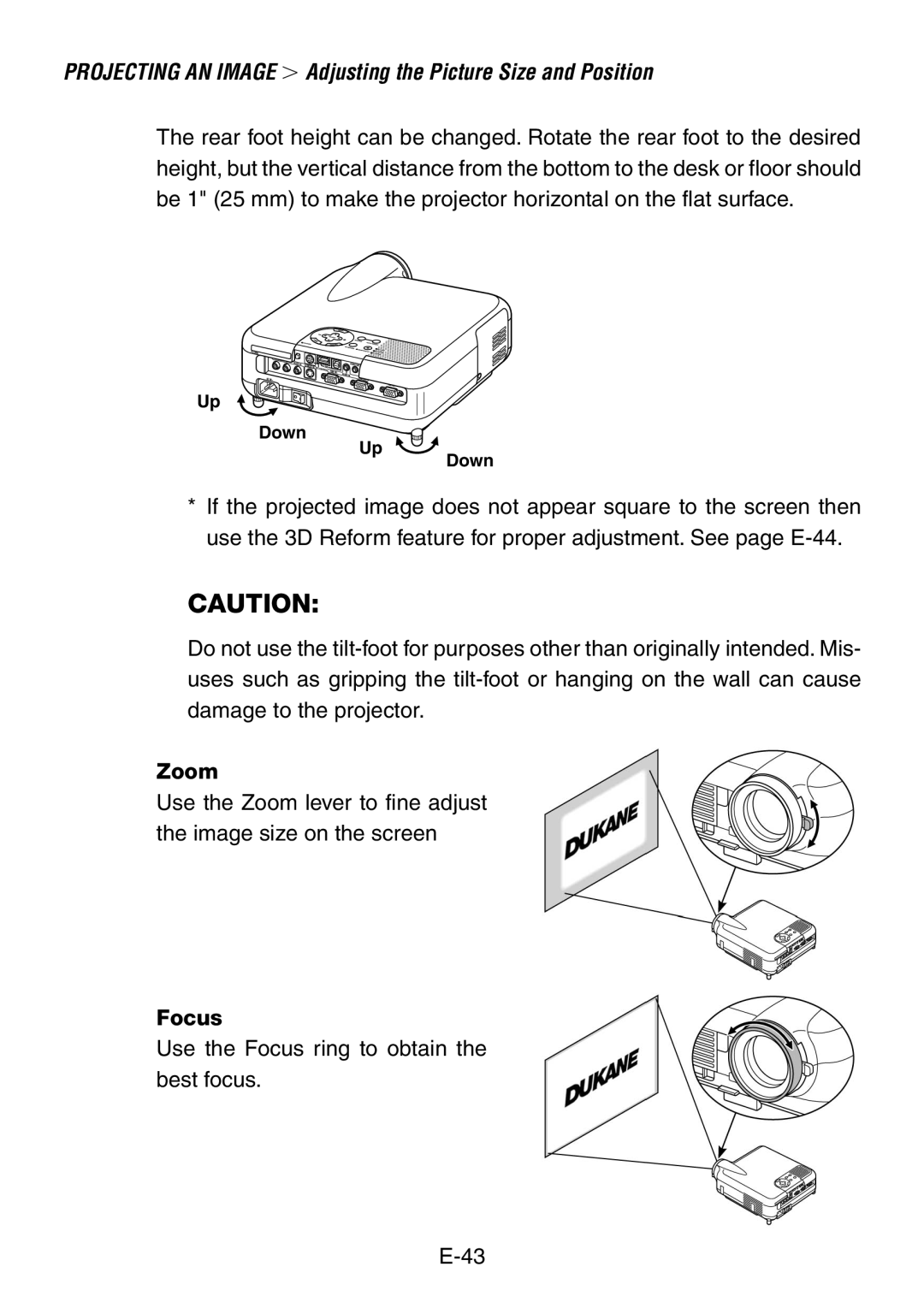 Dukane 8761, 8760 user manual Zoom, Focus 