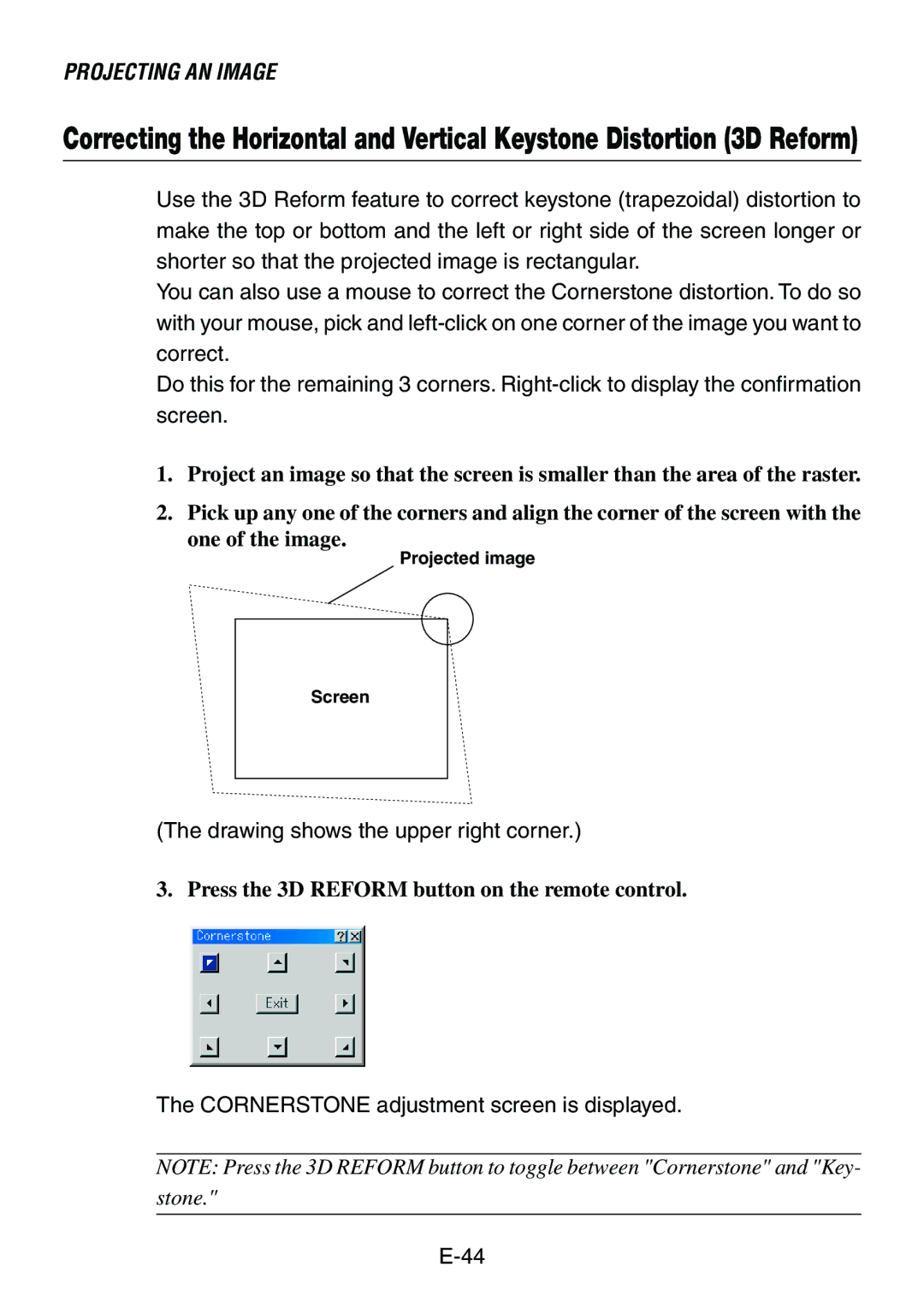 Dukane 8760, 8761 user manual Press the 3D Reform button on the remote control 