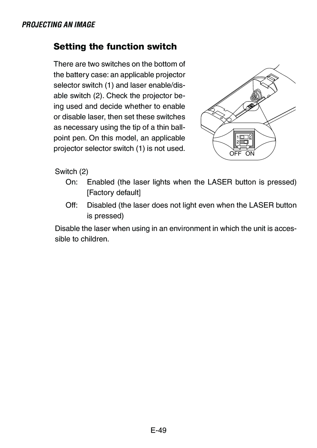 Dukane 8761, 8760 user manual Setting the function switch 