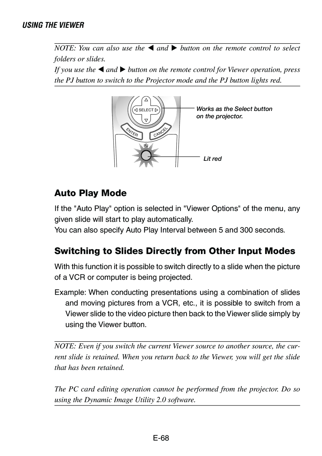 Dukane 8760, 8761 user manual Auto Play Mode, Switching to Slides Directly from Other Input Modes 