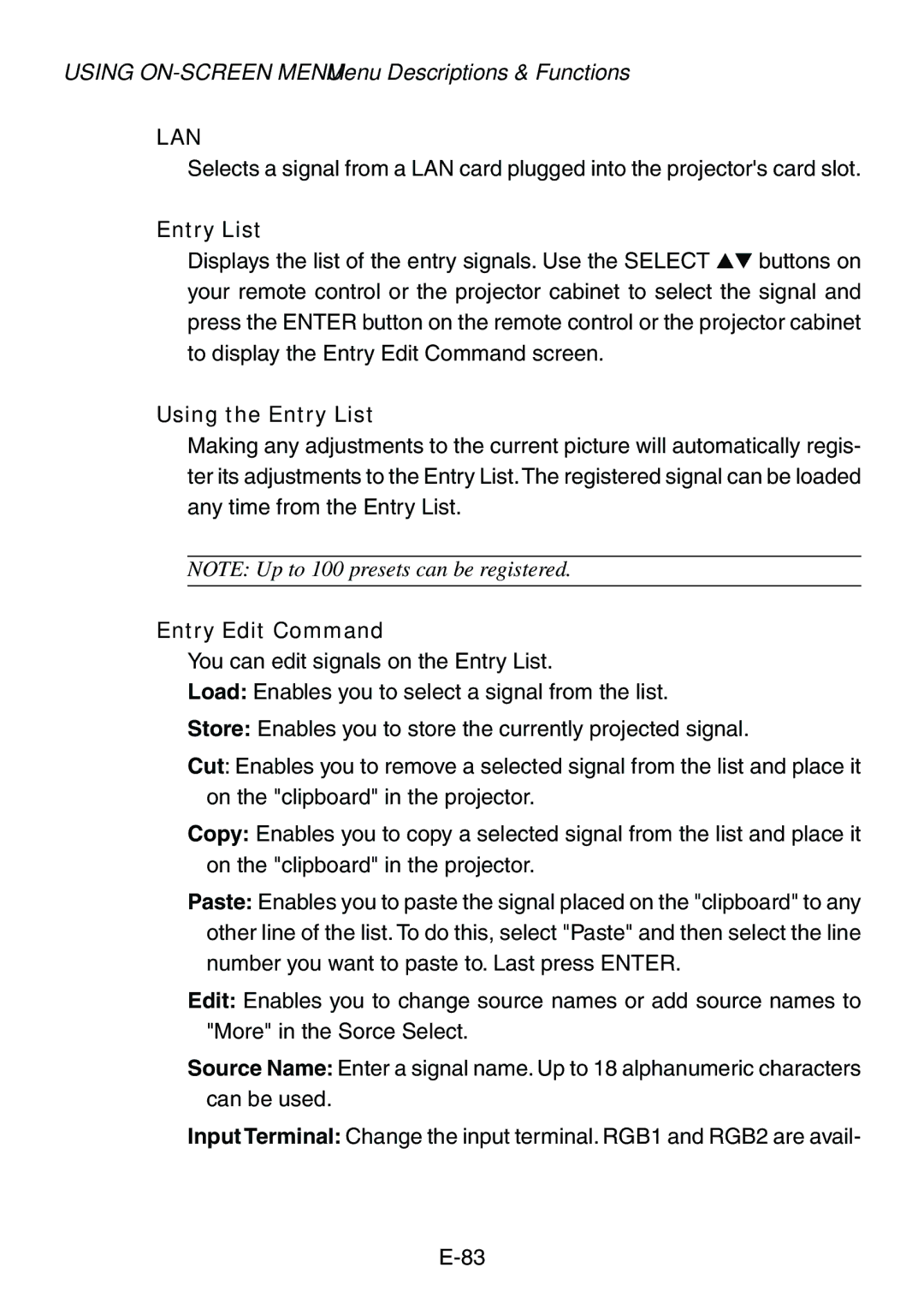 Dukane 8761, 8760 user manual Using the Entry List, Entry Edit Command 