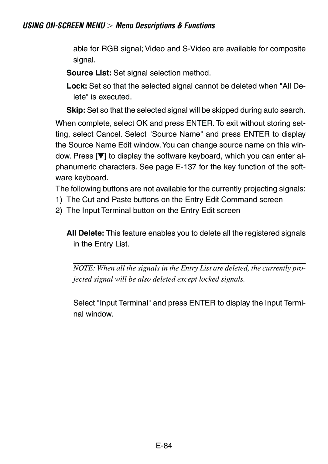 Dukane 8760, 8761 user manual Jected signal will be also deleted except locked signals 