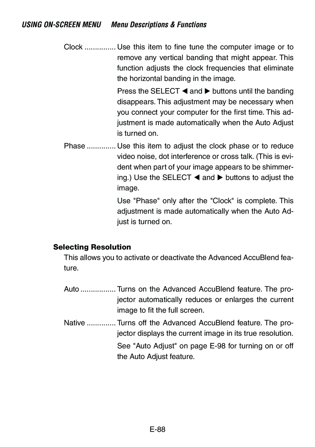 Dukane 8760, 8761 user manual Selecting Resolution 