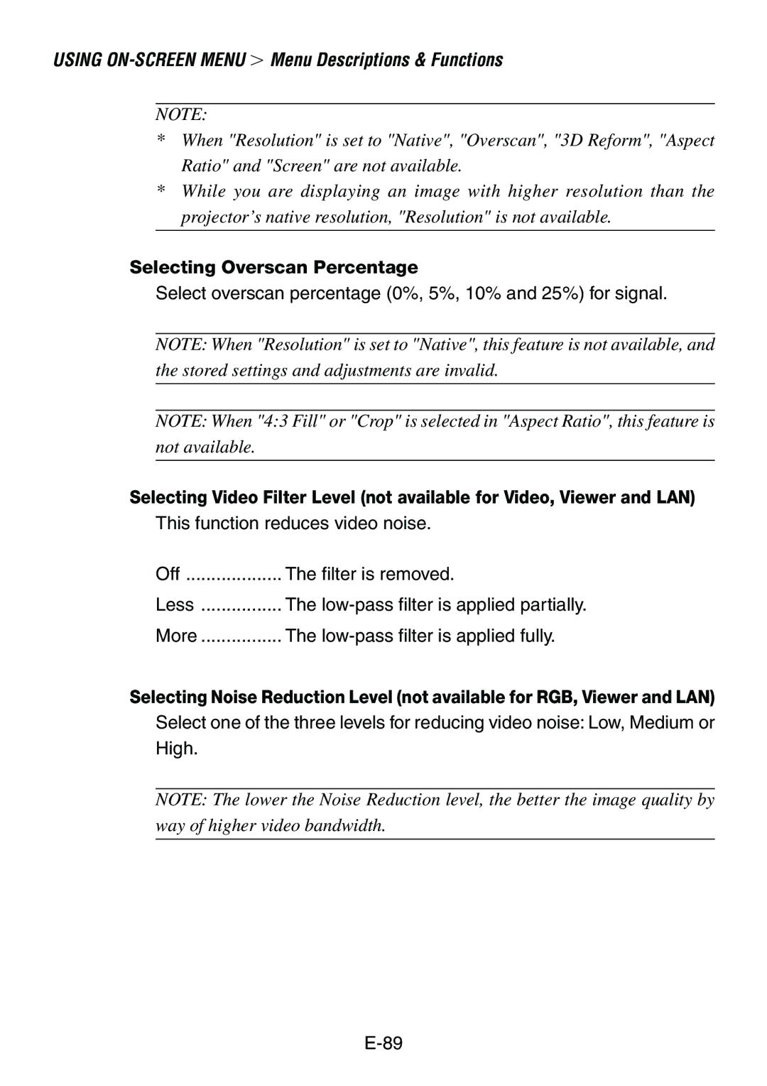 Dukane 8761, 8760 user manual Selecting Overscan Percentage 