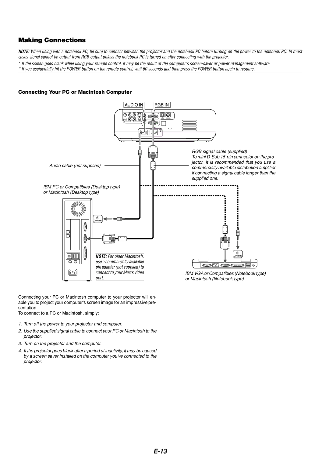 Dukane 8766 manual Making Connections, Connecting Your PC or Macintosh Computer 